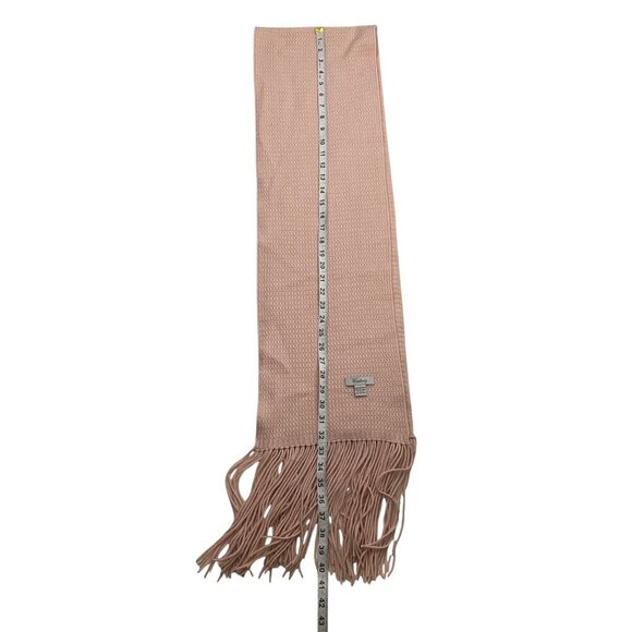 Castlerig 100% Cashmere beige Pink hue long Fringed Scarf textured soft neutral - Picture 7 of 8